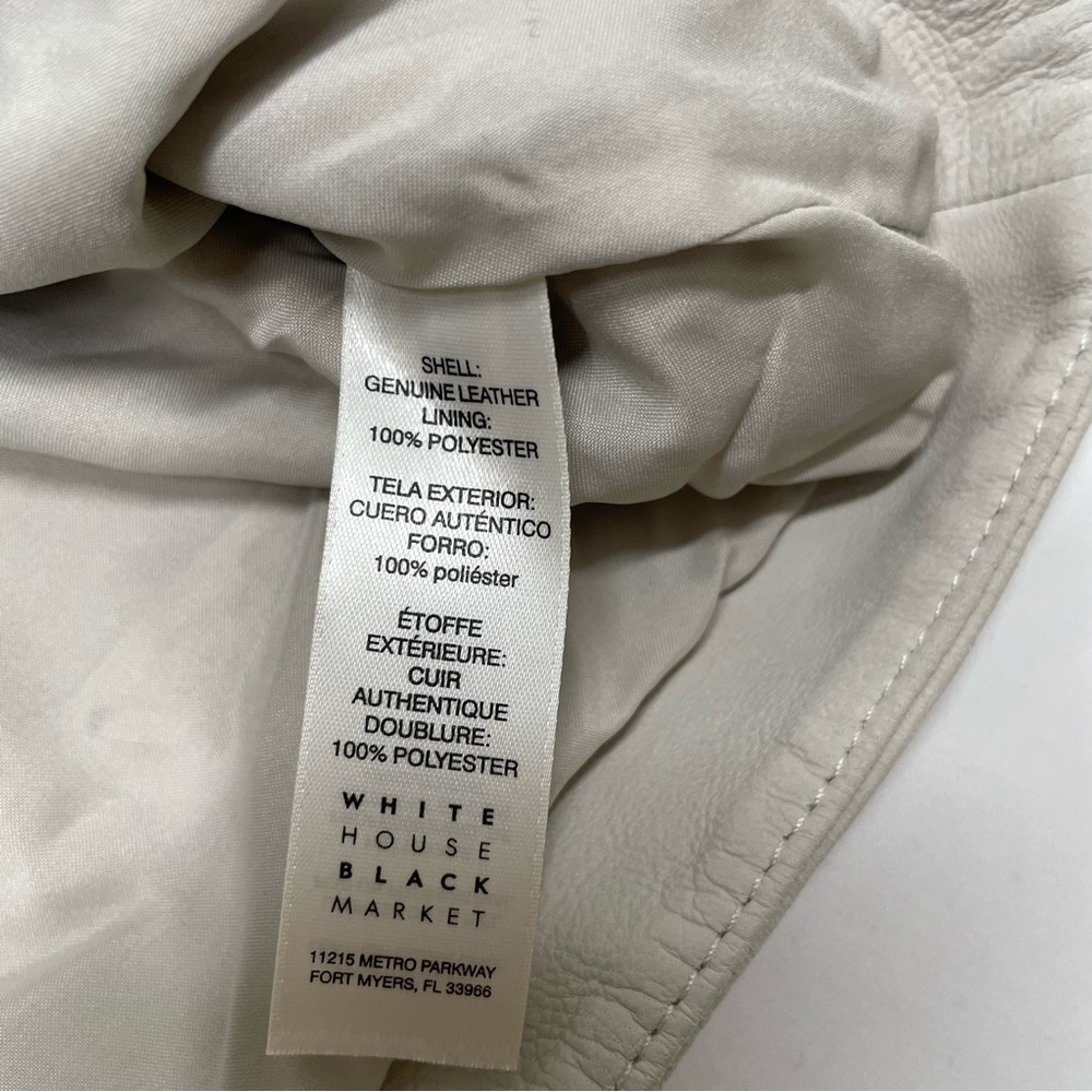 White House Black Market Cream Moto-Style Jacket | Whipstitch Detail | Size XL - Picture 8 of 11
